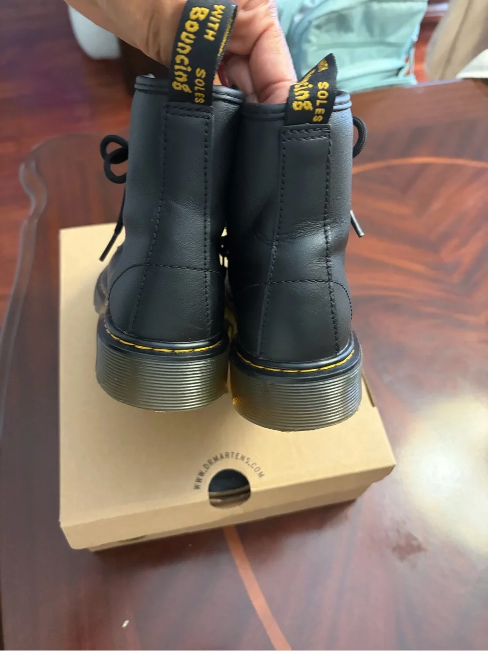 Kid’s Dr. Martens 1460 soft Black Leather Lace-Up Ankle Boots with Side Zipper